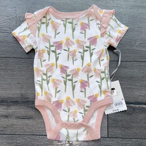 Cloud Island Floral Bodysuit with Pink and Yellow